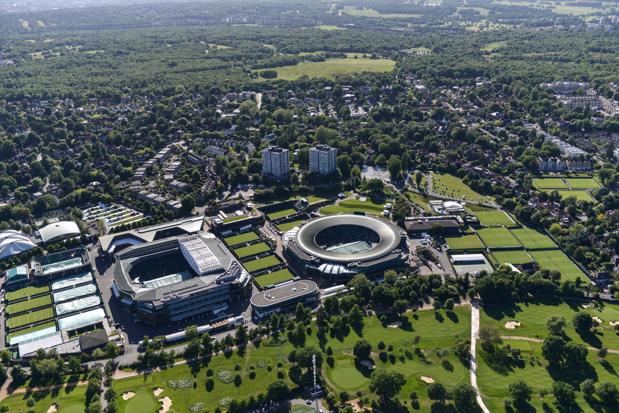 Aerial view of the All England Lawn Tennis Club